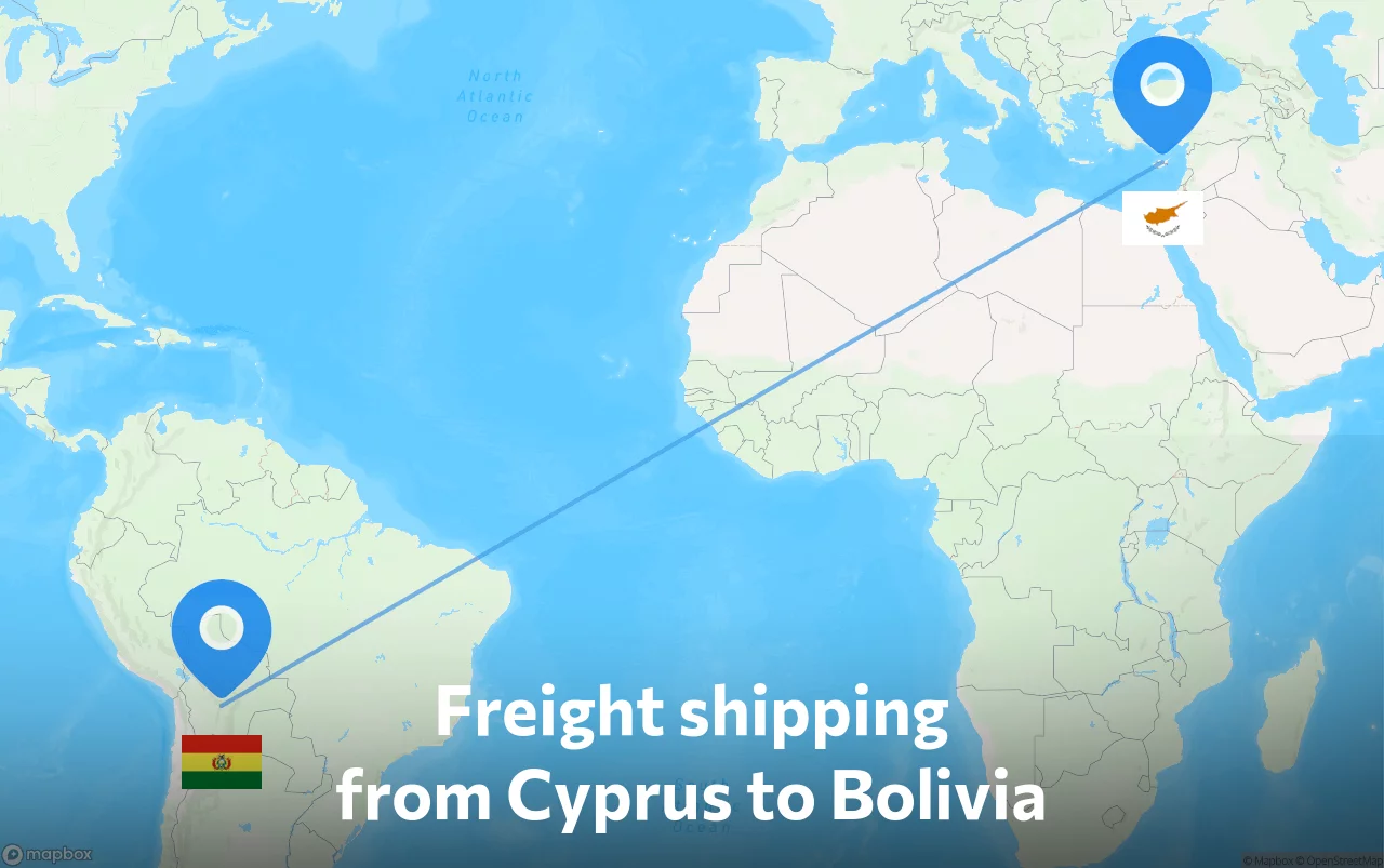 Shipping route from Cyprus to Bolivia