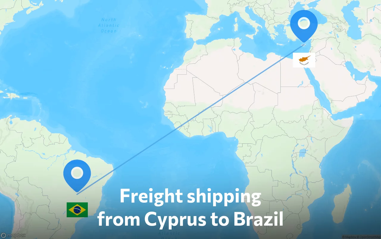 Shipping route from Cyprus to Brazil