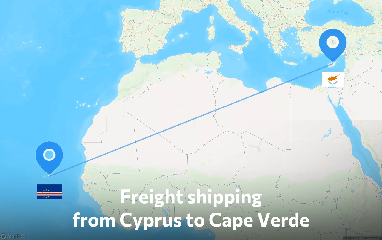Shipping route from Cyprus to Cape Verde