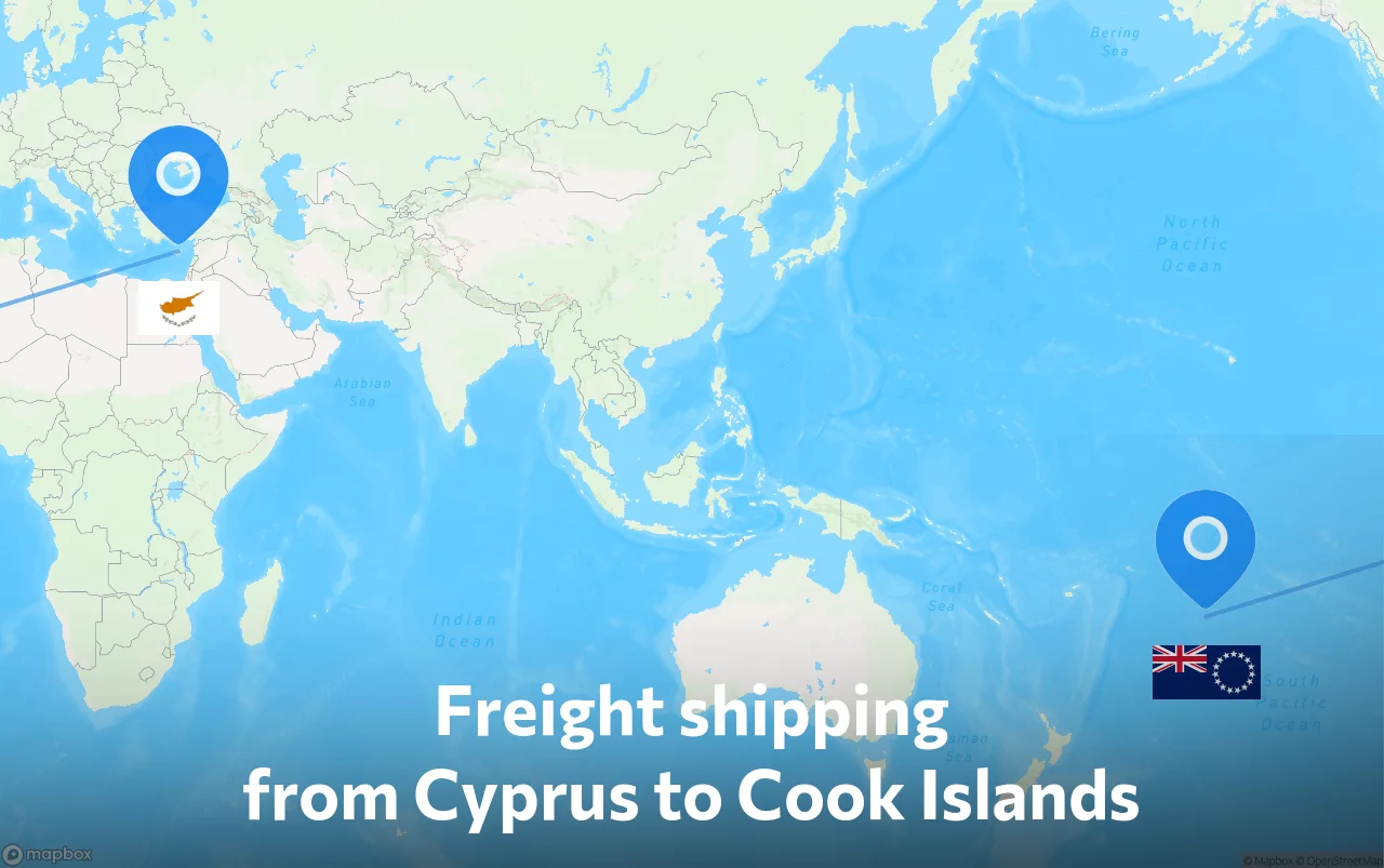Shipping route from Cyprus to Cook Islands