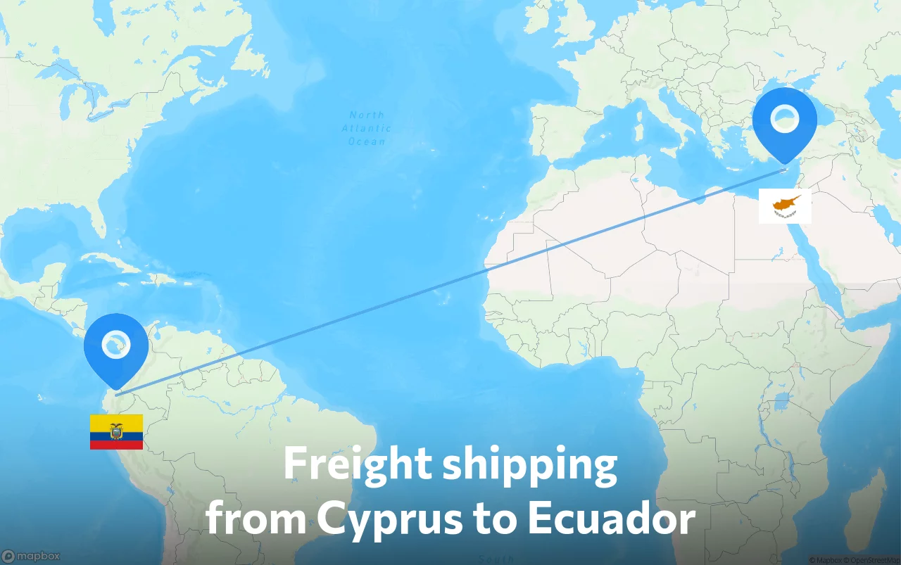 Shipping route from Cyprus to Ecuador