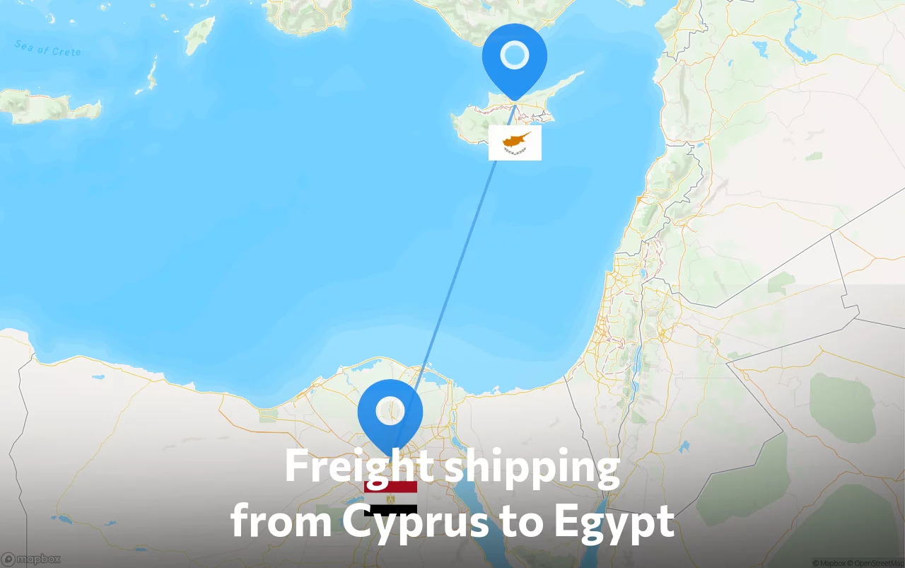 Shipping route from Cyprus to Egypt