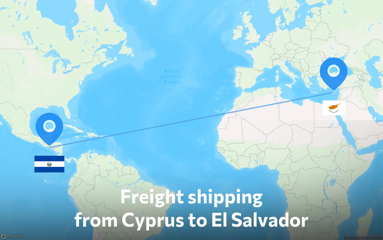 Shipping route from Cyprus to El Salvador