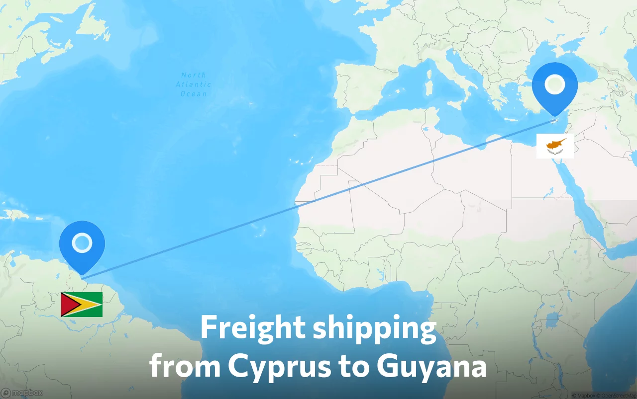 Shipping route from Cyprus to Guyana