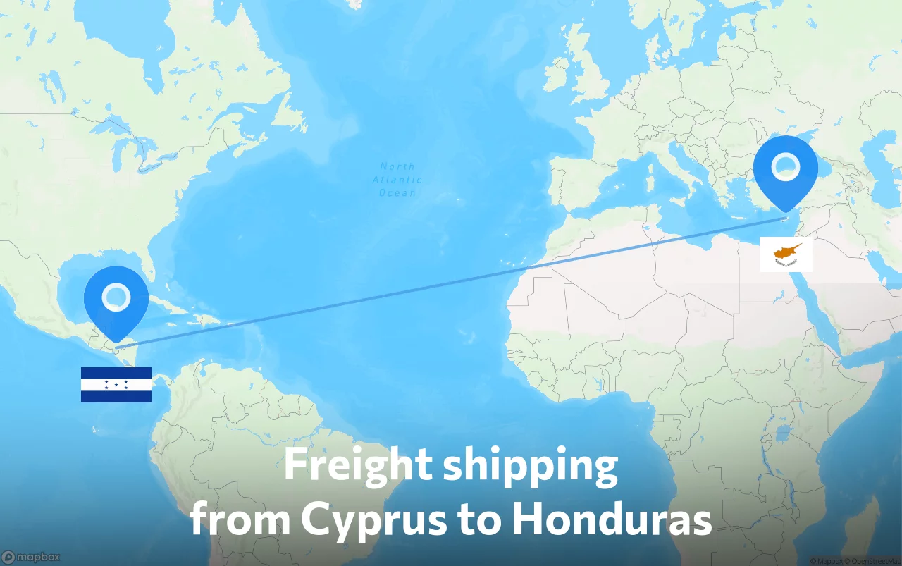 Shipping route from Cyprus to Honduras
