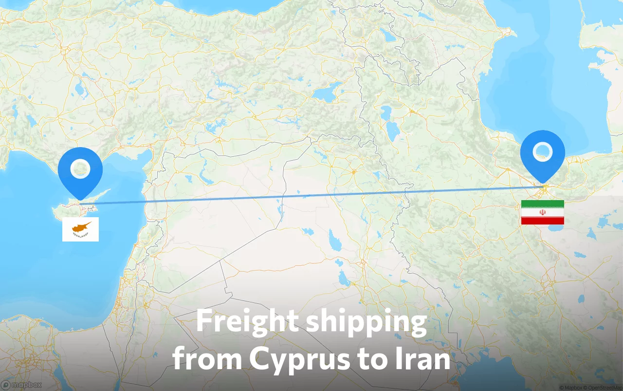 Shipping route from Cyprus to Iran