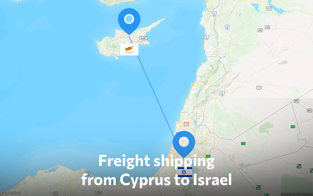 Shipping route from Cyprus to Israel
