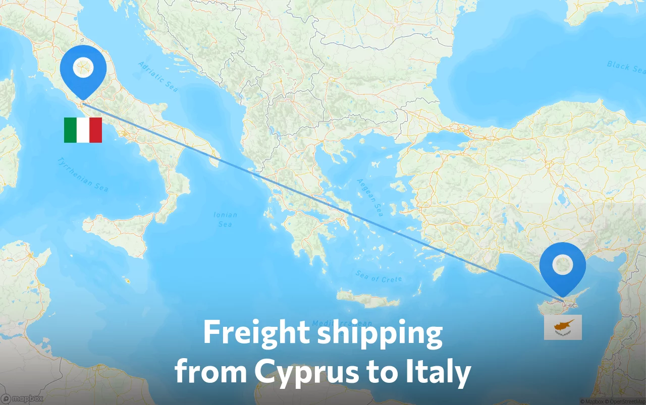 Shipping route from Cyprus to Italy