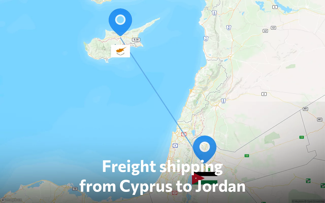 Shipping route from Cyprus to Jordan