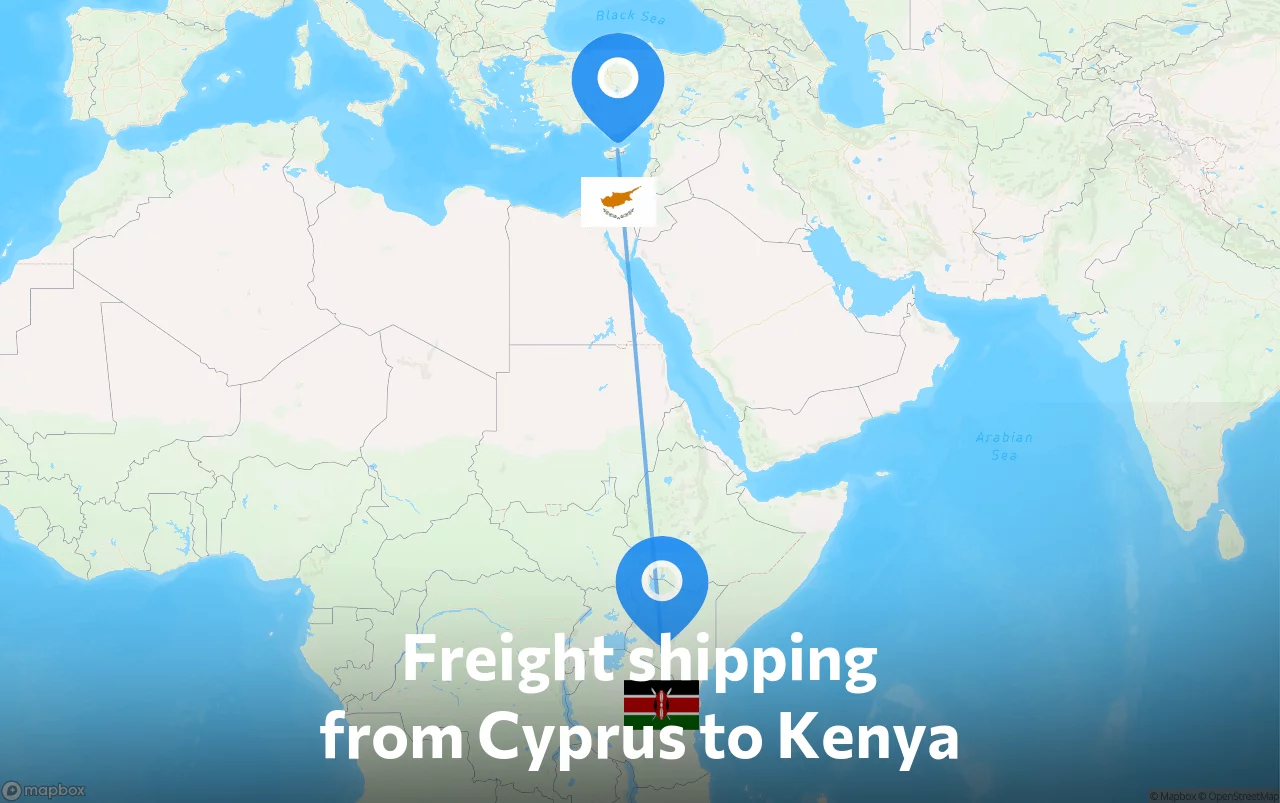 Shipping route from Cyprus to Kenya