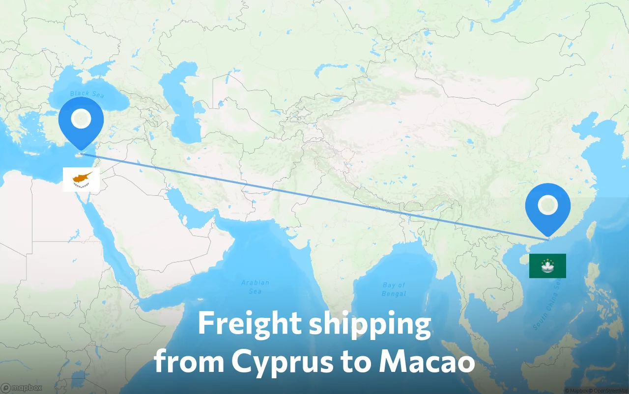 Shipping route from Cyprus to Macao