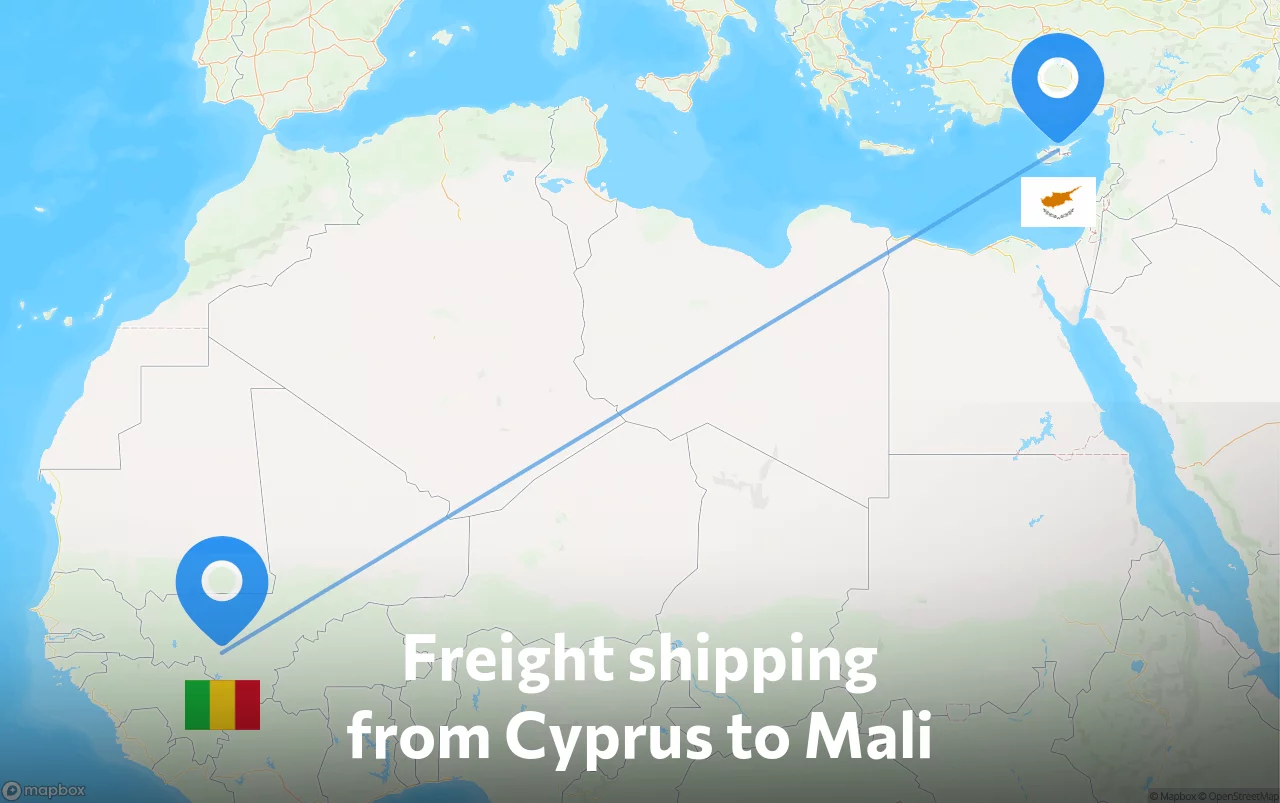 Shipping route from Cyprus to Mali