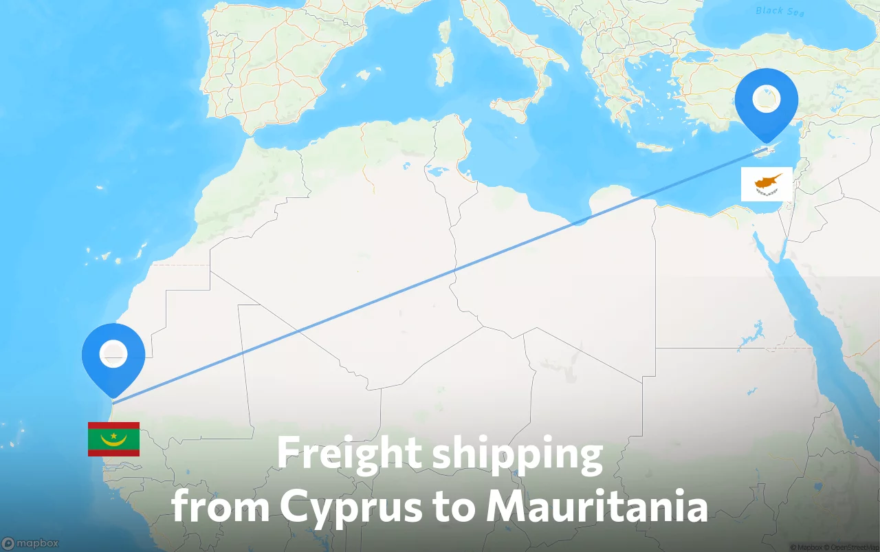 Shipping route from Cyprus to Mauritania