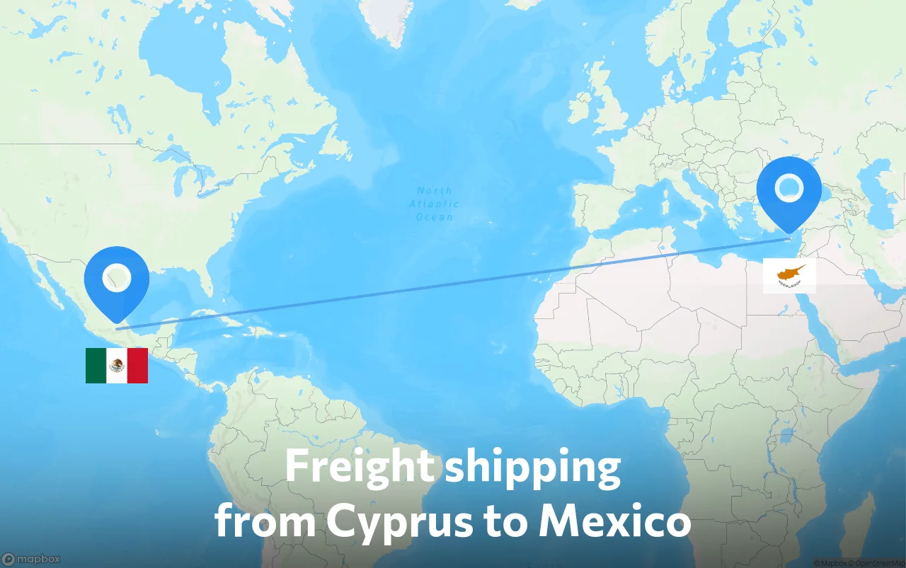 Shipping route from Cyprus to Mexico