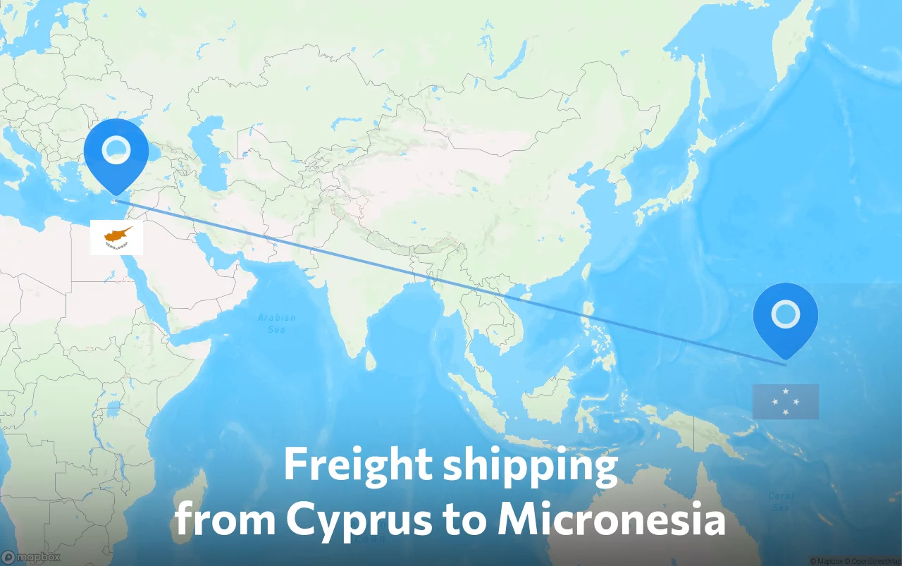 Shipping route from Cyprus to Micronesia