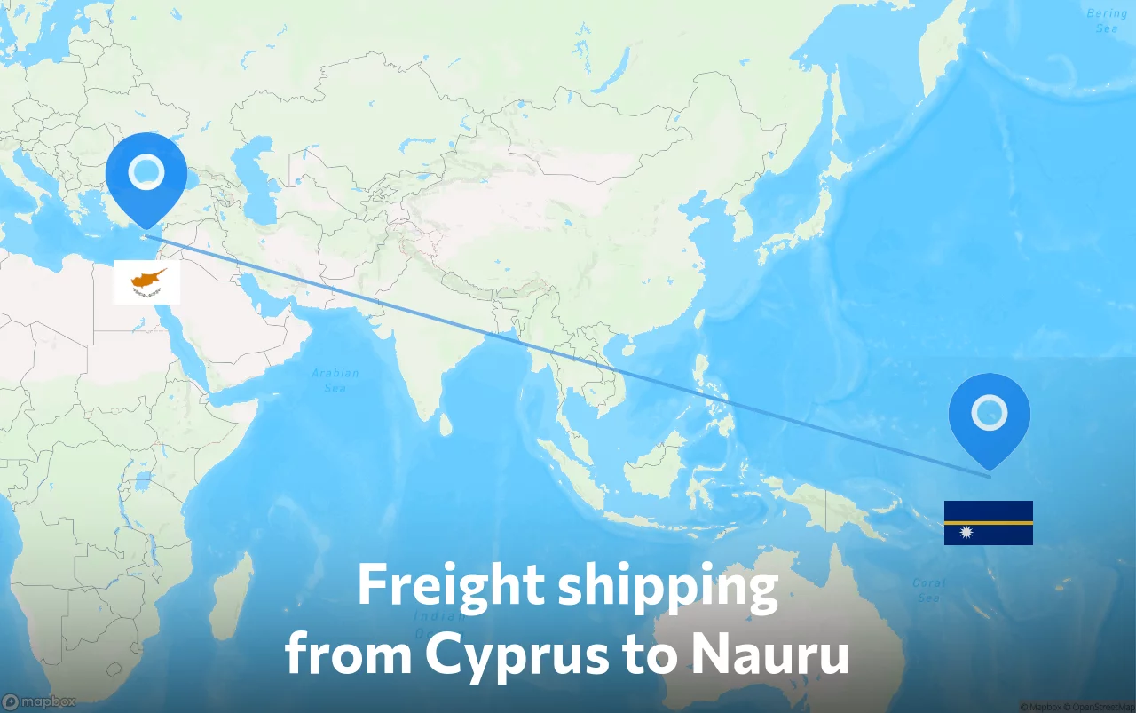 Shipping route from Cyprus to Nauru