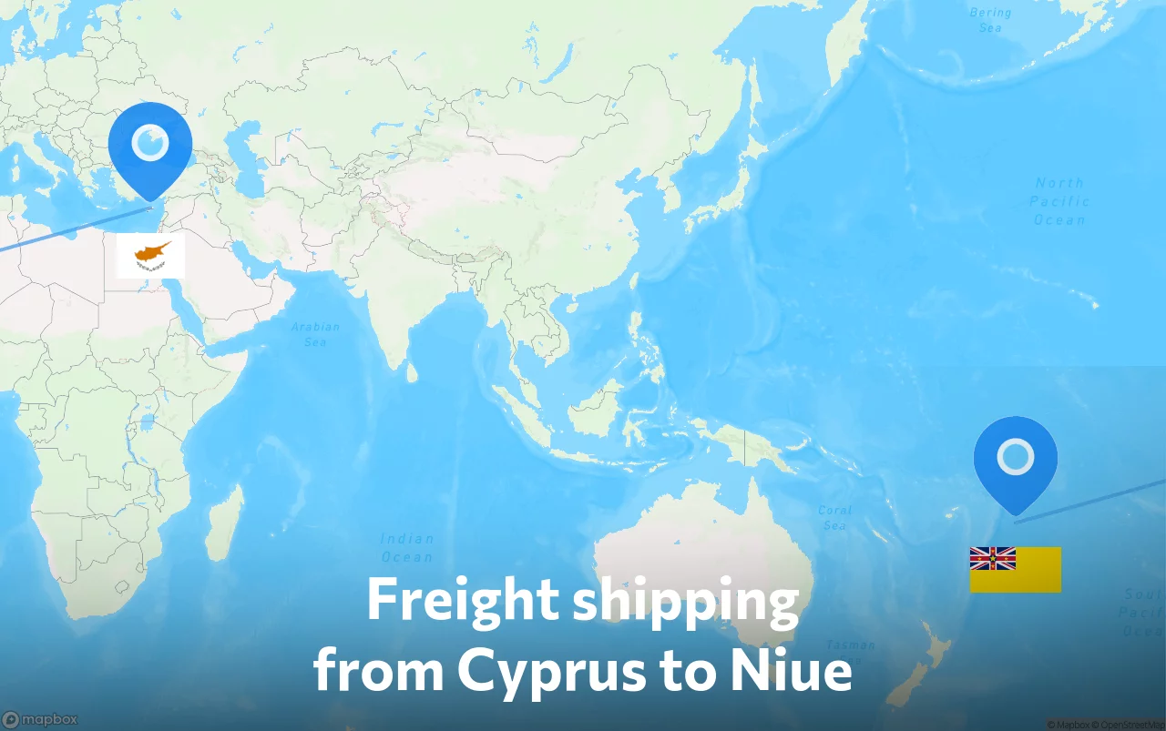 Shipping route from Cyprus to Niue