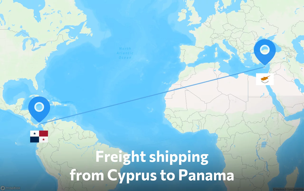 Shipping route from Cyprus to Panama