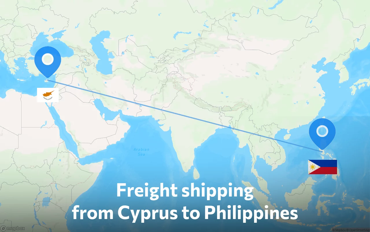 Shipping route from Cyprus to Philippines