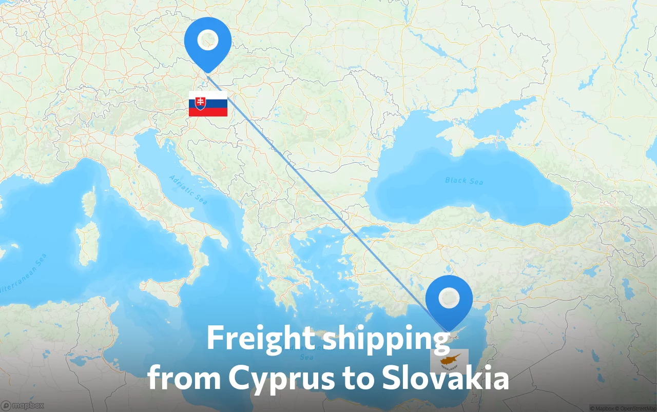 Shipping route from Cyprus to Slovakia