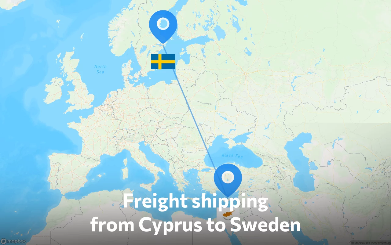 Shipping route from Cyprus to Sweden