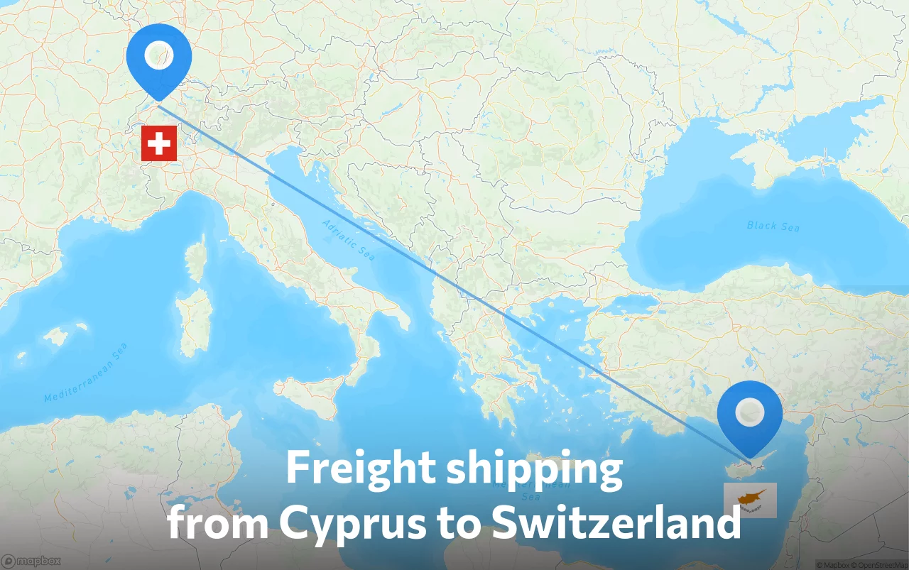 Shipping route from Cyprus to Switzerland