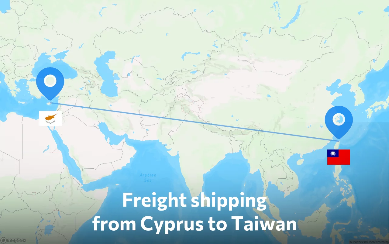 Shipping route from Cyprus to Taiwan