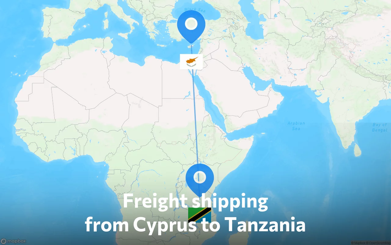 Shipping route from Cyprus to Tanzania