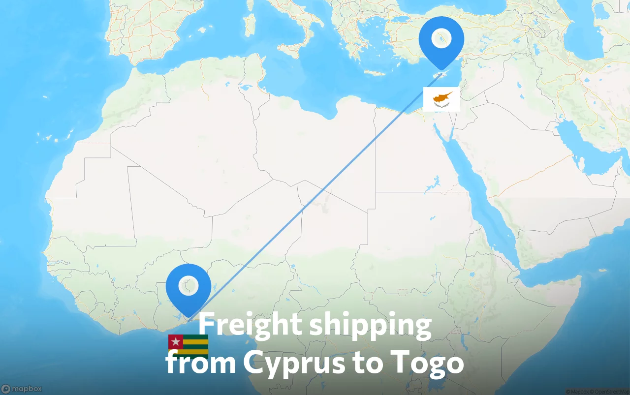 Shipping route from Cyprus to Togo