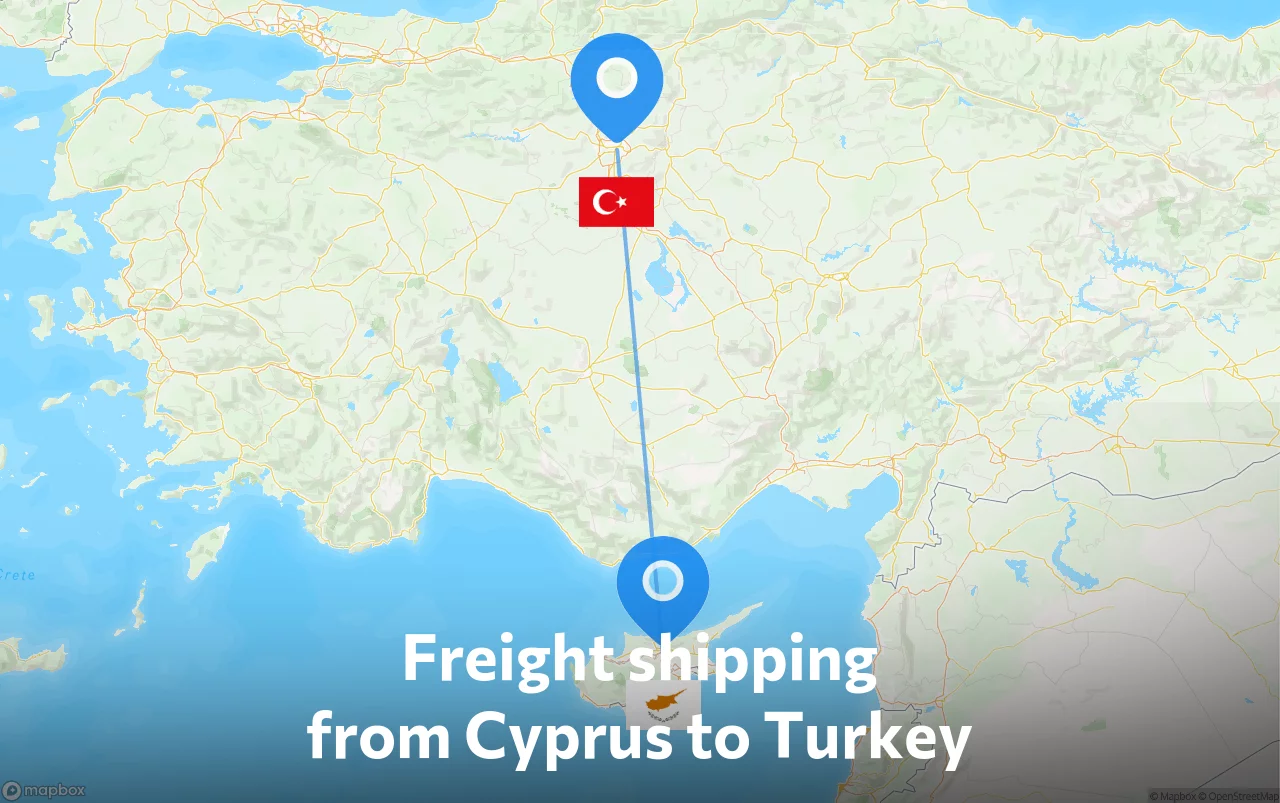 Shipping route from Cyprus to Turkey