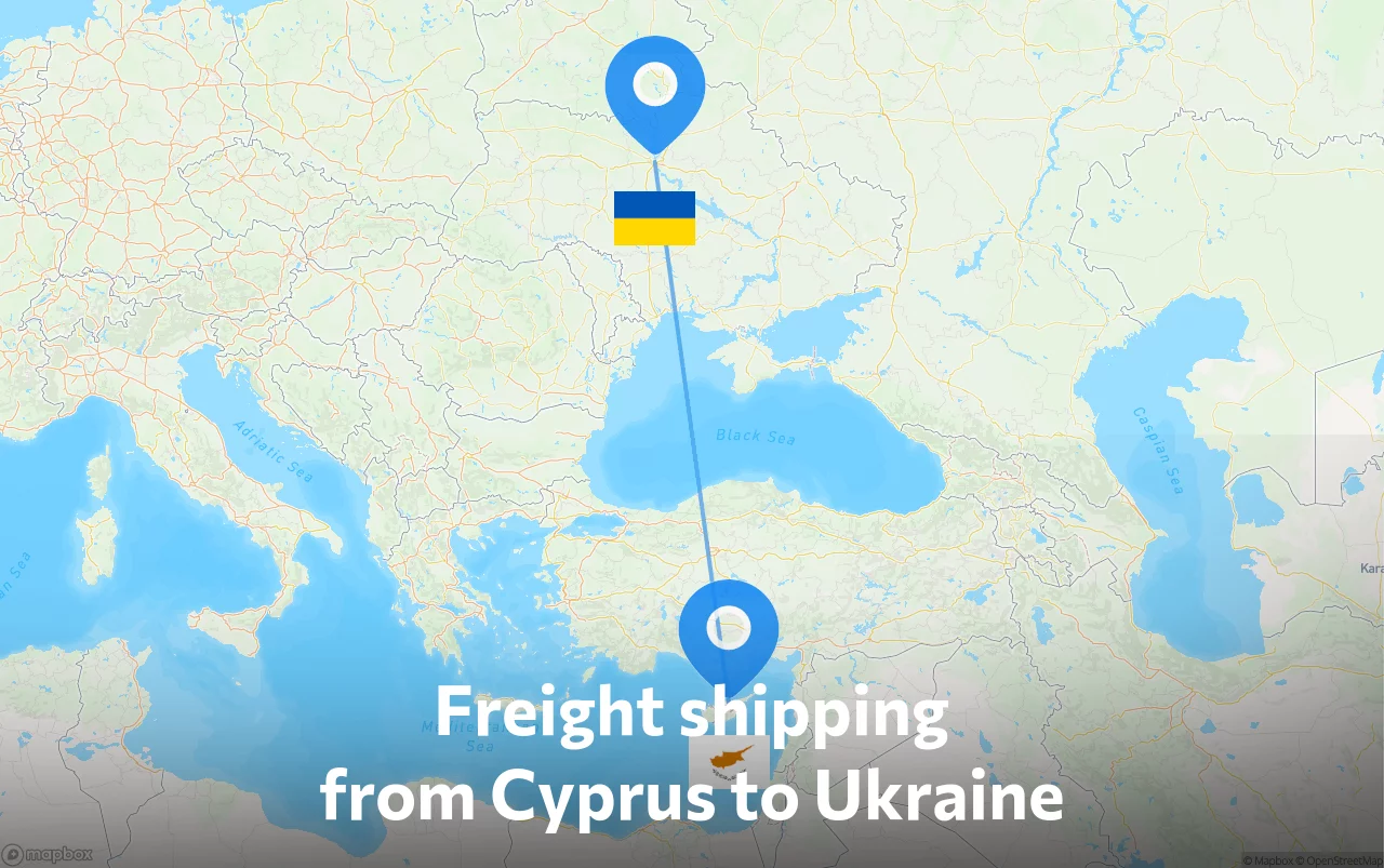 Shipping route from Cyprus to Ukraine