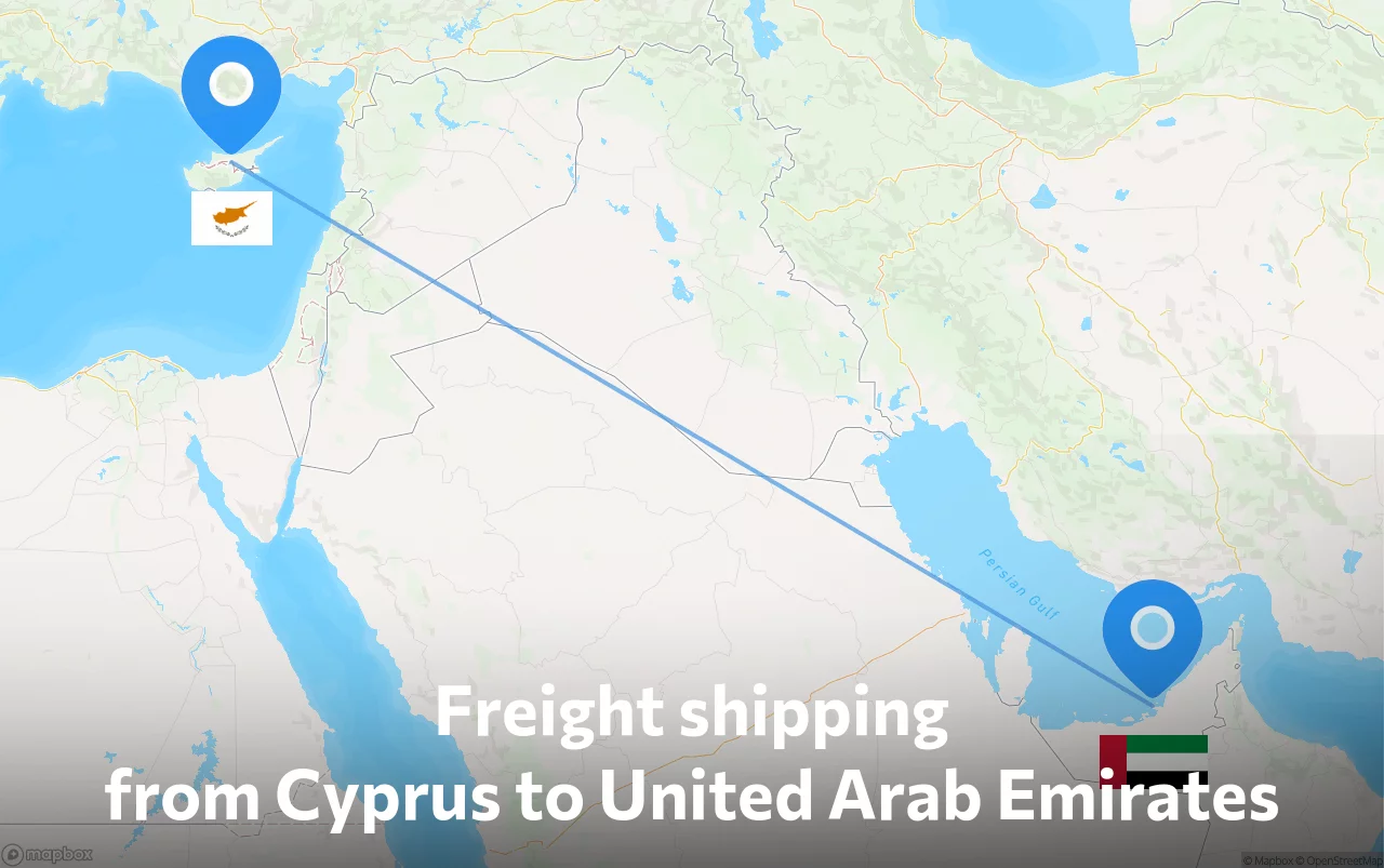 Shipping route from Cyprus to United Arab Emirates