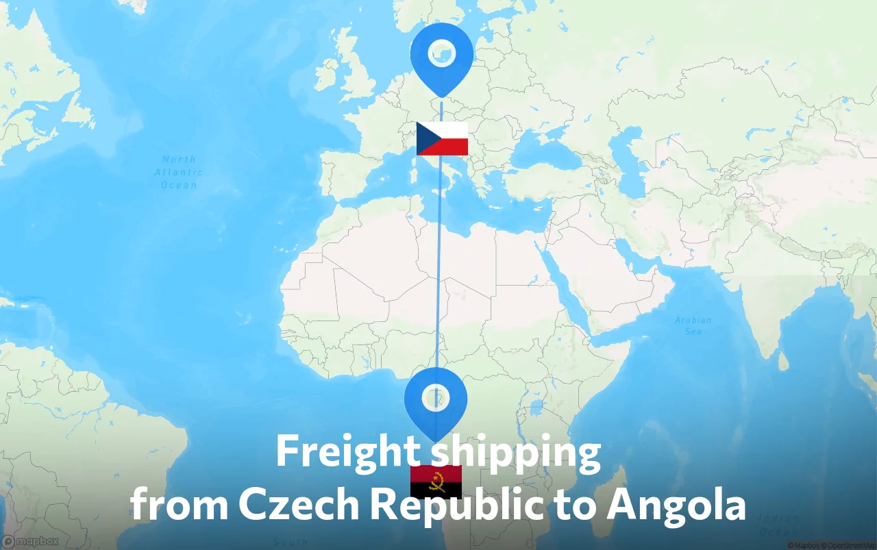 Shipping route from Czech Republic to Angola