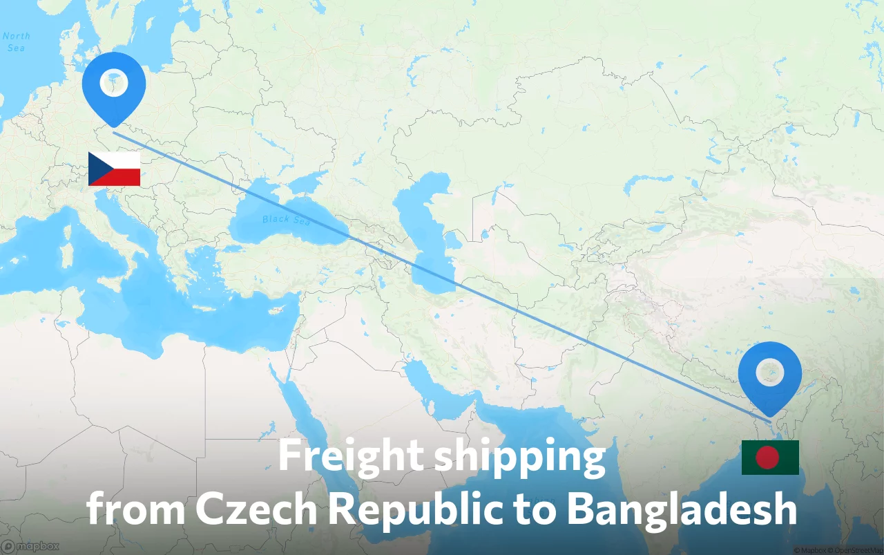 Shipping route from Czech Republic to Bangladesh