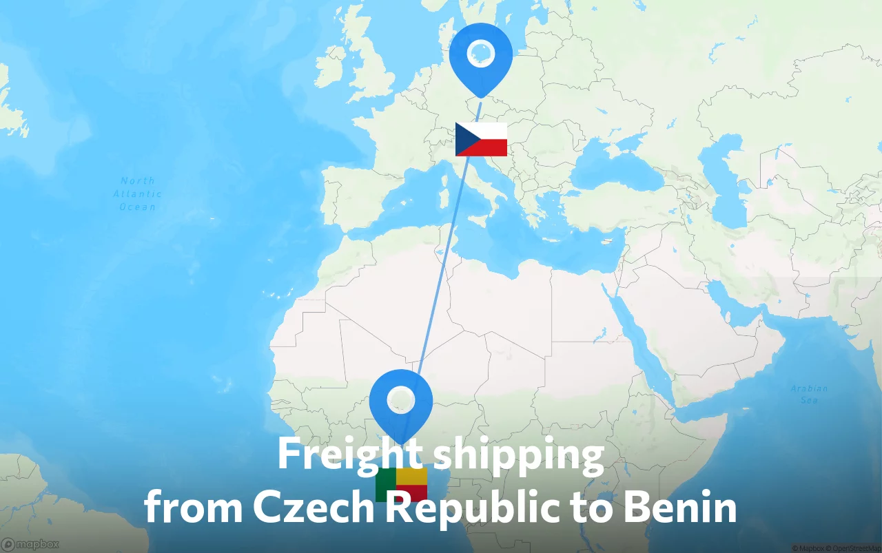 Shipping route from Czech Republic to Benin