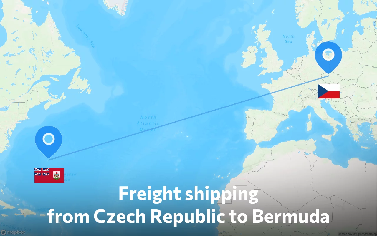 Shipping route from Czech Republic to Bermuda