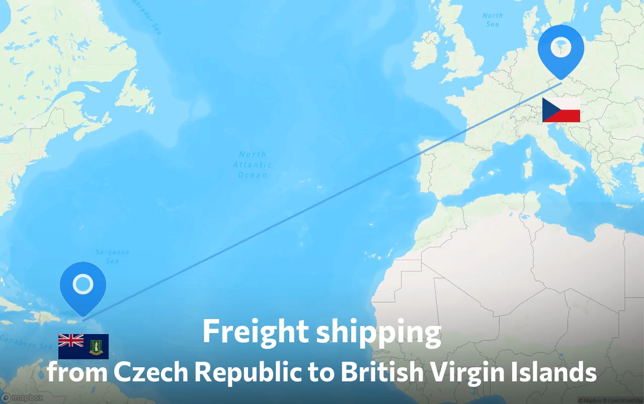 Shipping route from Czech Republic to British Virgin Islands