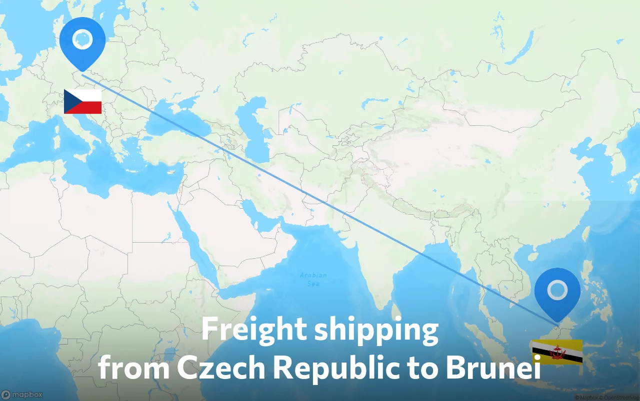 Shipping route from Czech Republic to Brunei