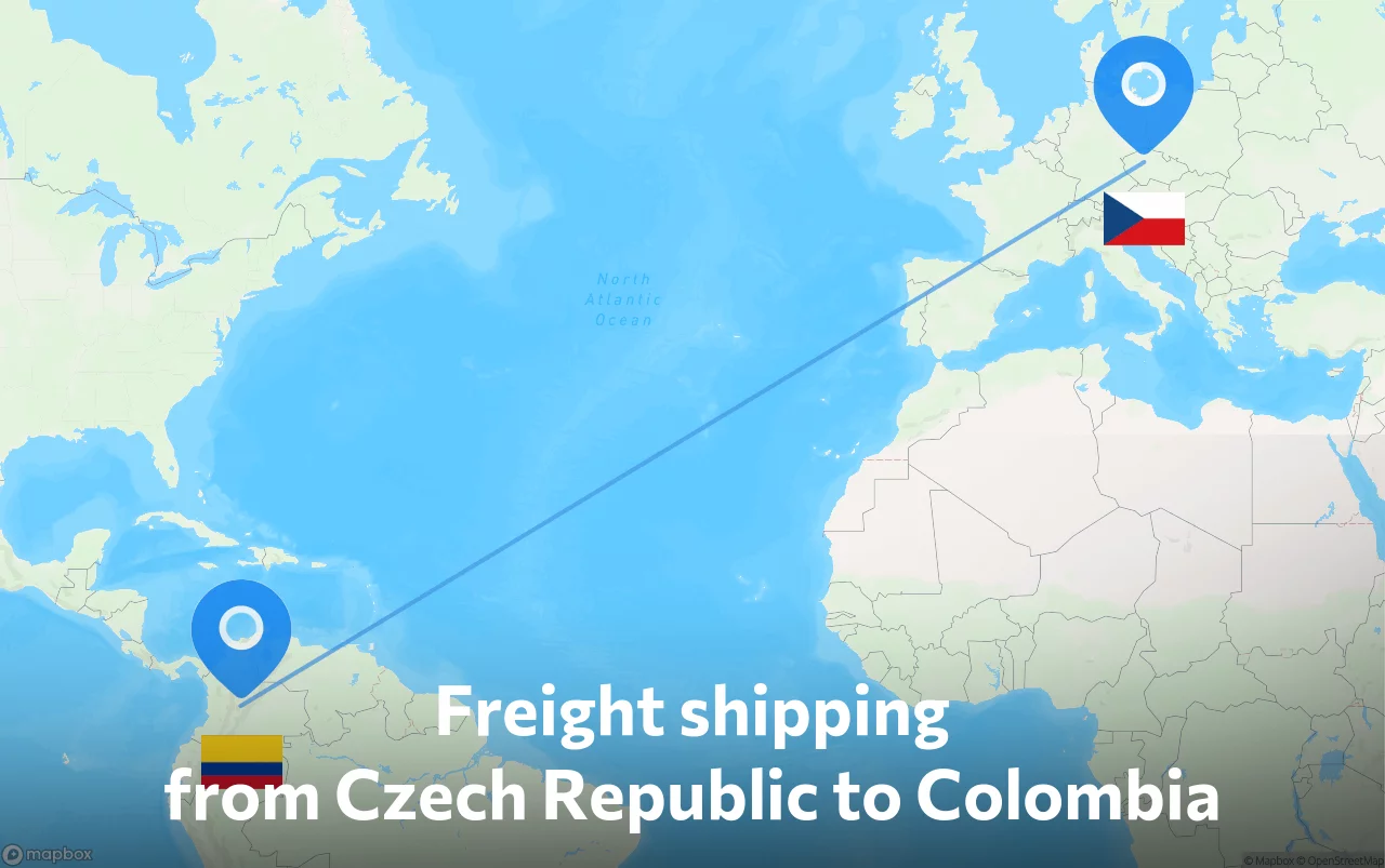 Shipping route from Czech Republic to Colombia
