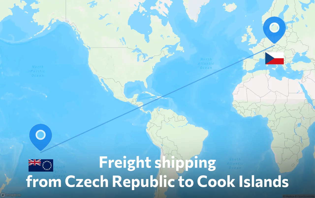 Shipping route from Czech Republic to Cook Islands
