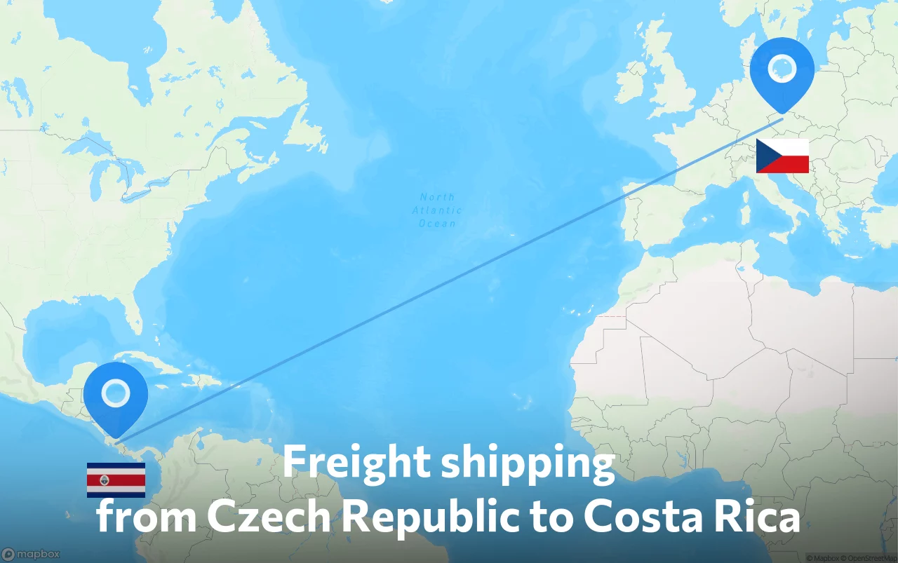 Shipping route from Czech Republic to Costa Rica