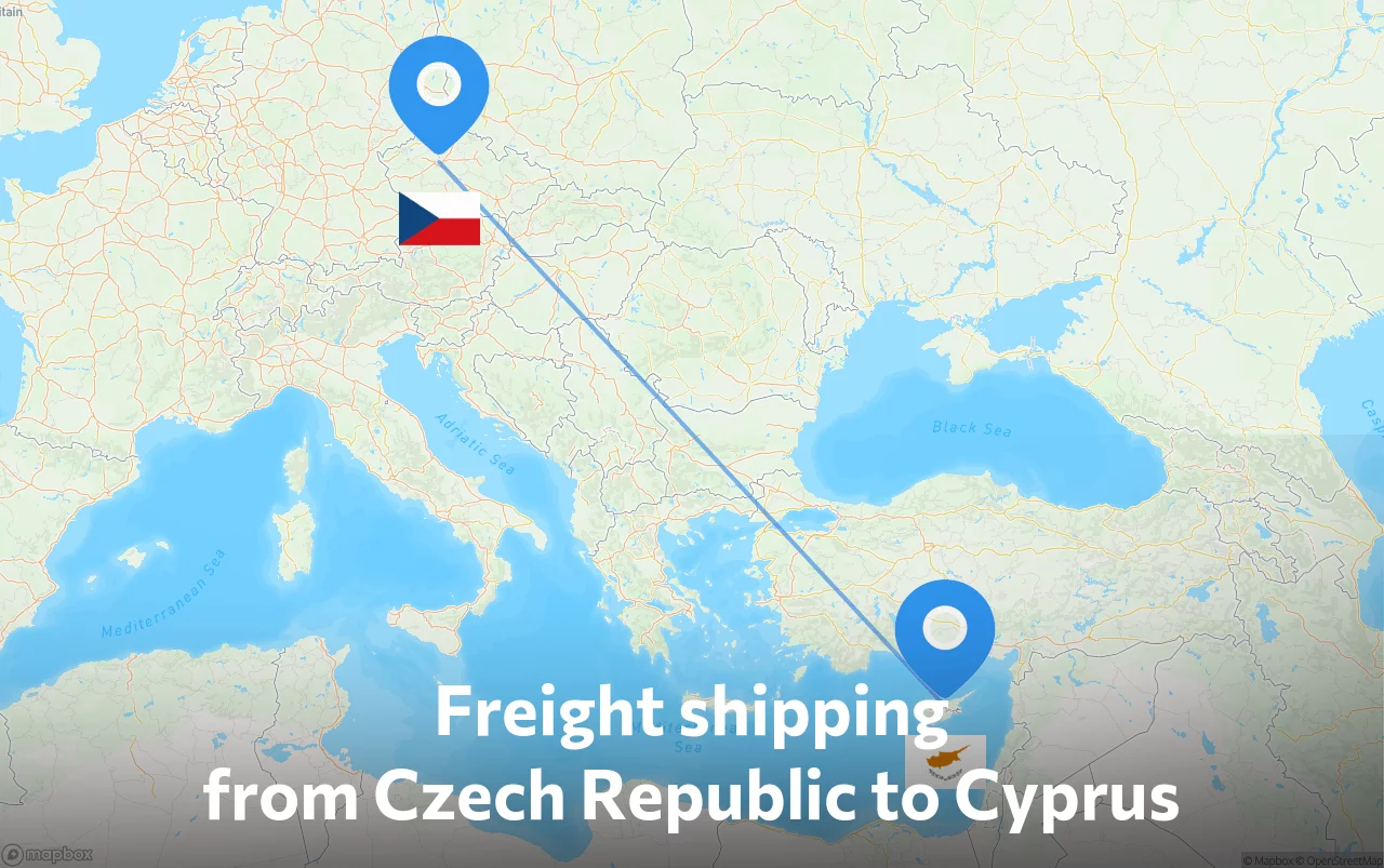 Shipping route from Czech Republic to Cyprus