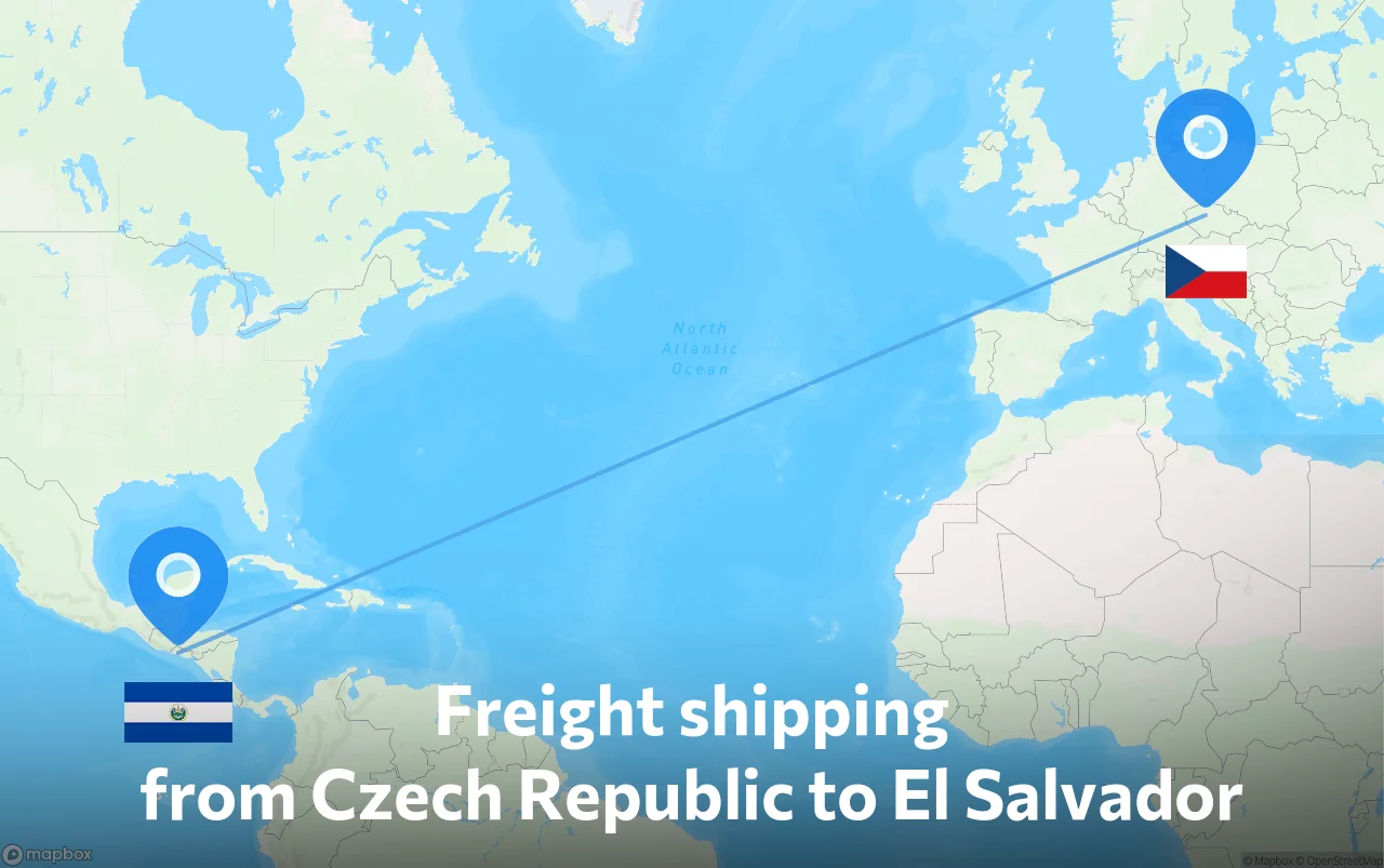 Shipping route from Czech Republic to El Salvador