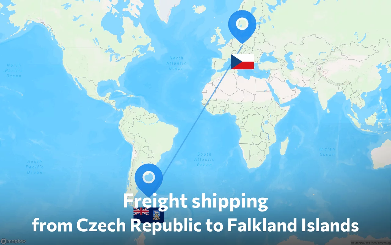 Shipping route from Czech Republic to Falkland Islands