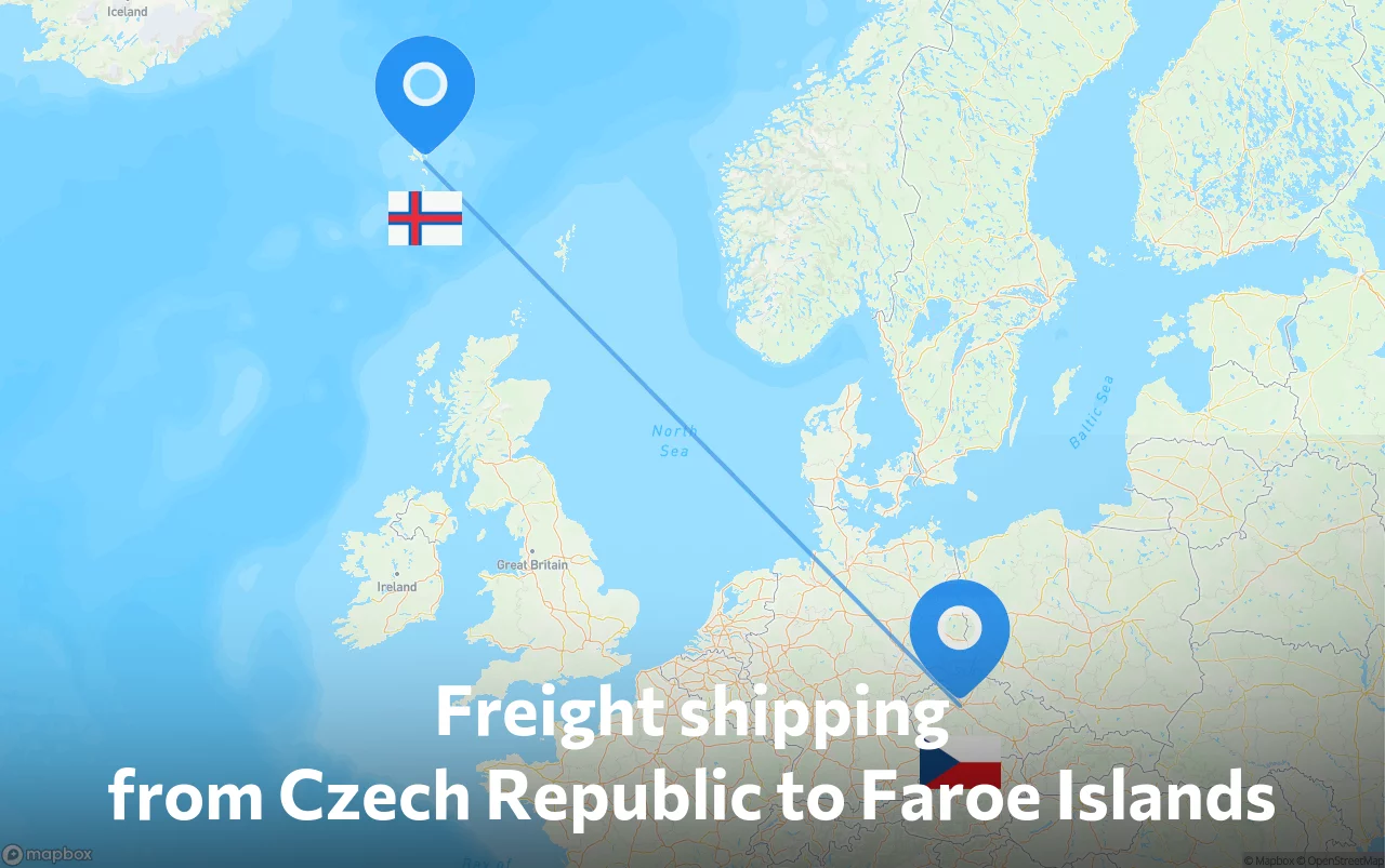 Shipping route from Czech Republic to Faroe Islands