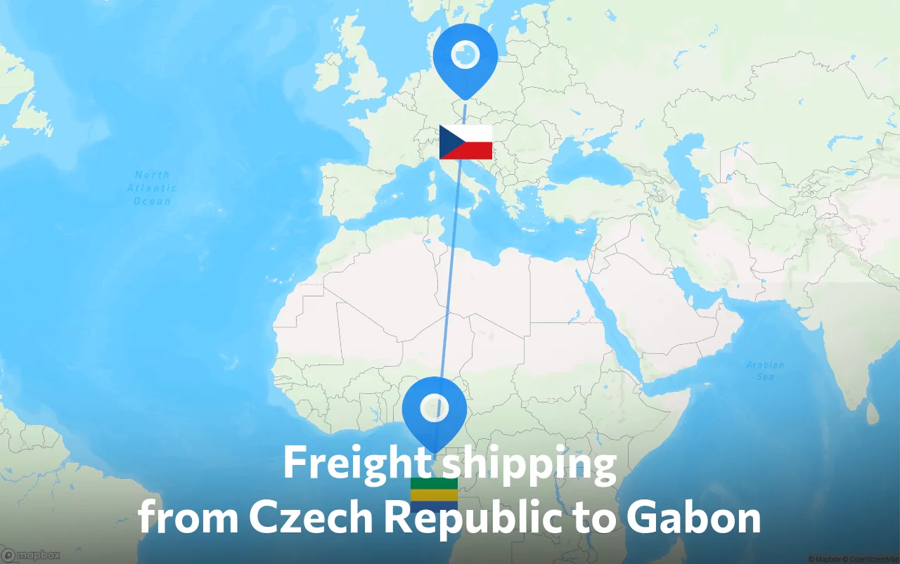 Shipping route from Czech Republic to Gabon