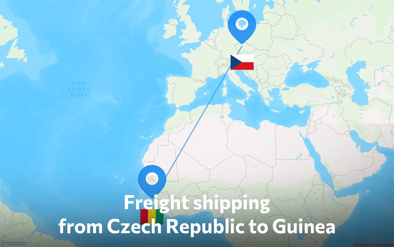 Shipping route from Czech Republic to Guinea