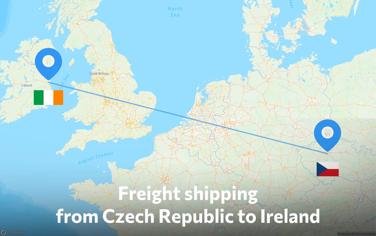 Shipping route from Czech Republic to Ireland