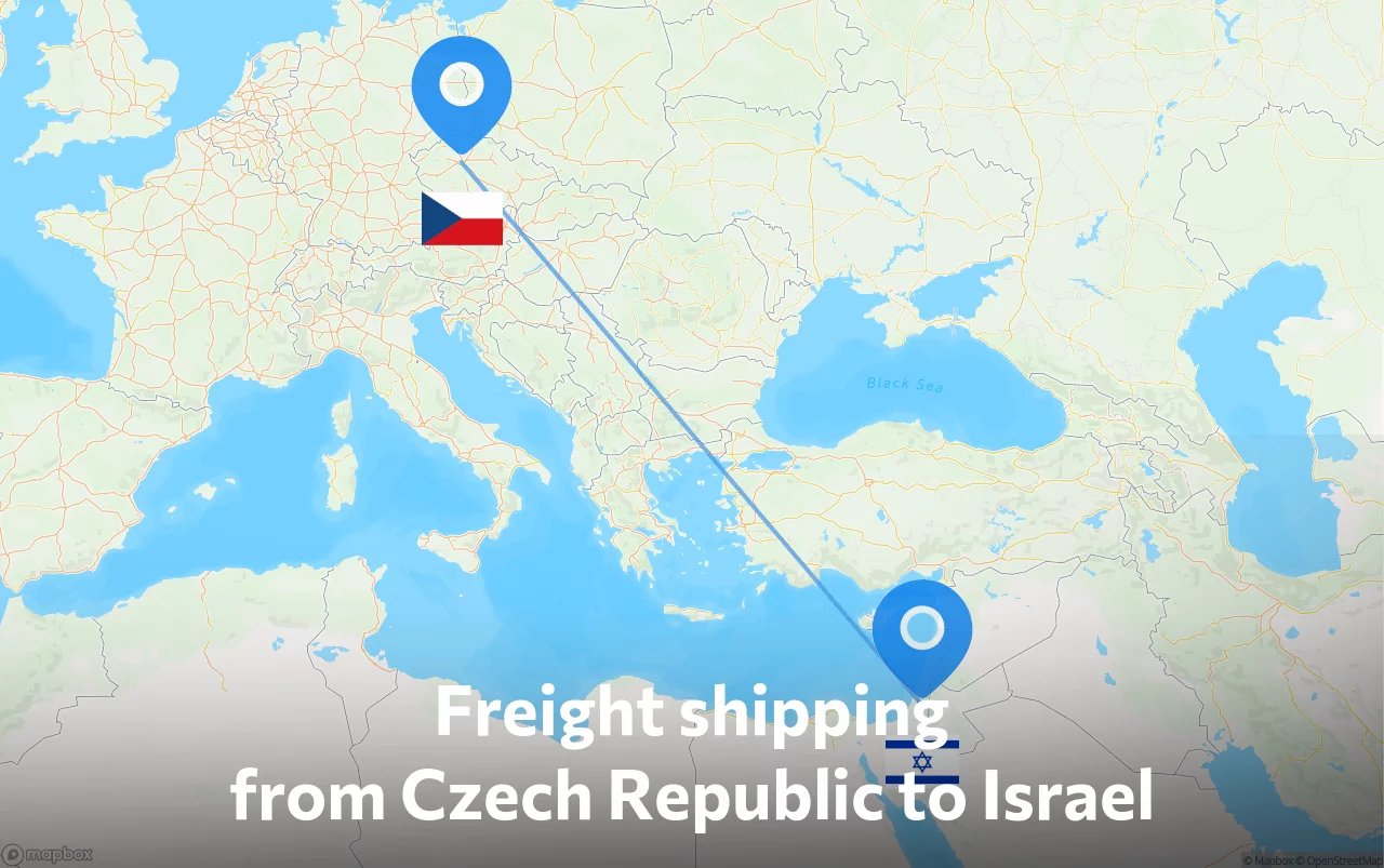 Shipping route from Czech Republic to Israel