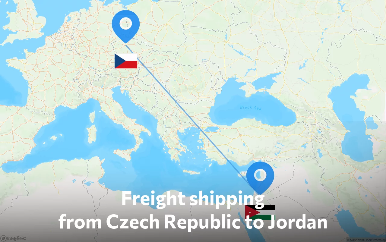 Shipping route from Czech Republic to Jordan